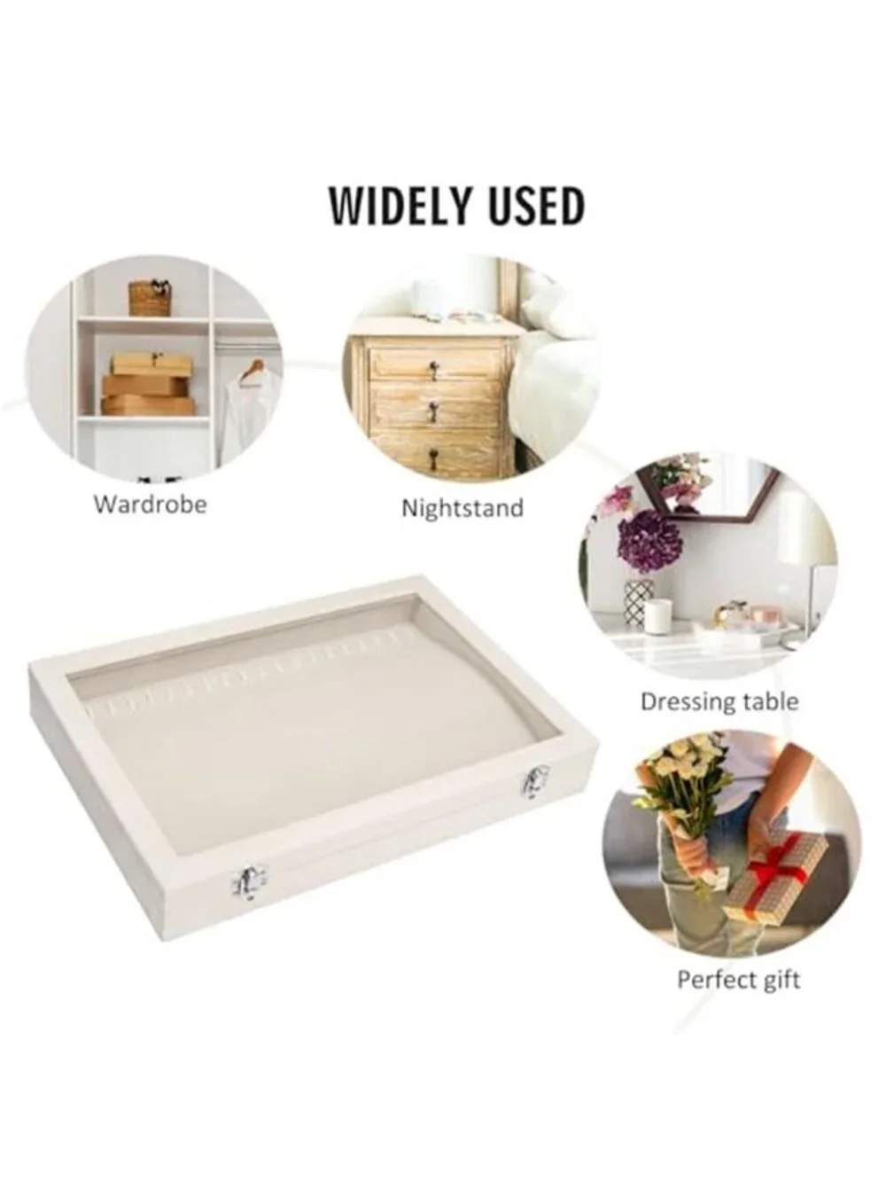 20 Hooks Necklace Organizer,Velvet Necklace Holder Tray with Lid | Jewelry Box